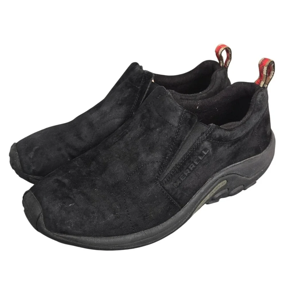 Merrell‎ Jungle Moc Black Suede Slip On Comfort Loafers Shoes J60825 Size 11.5